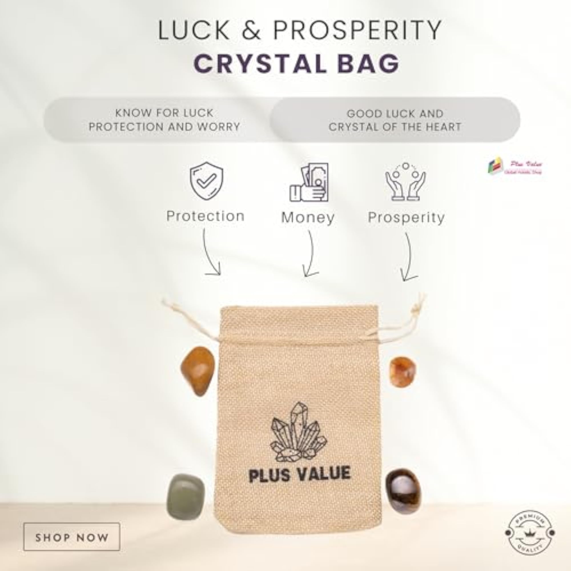 Reiki Healing Crystal Bag for Luck & Prosperity